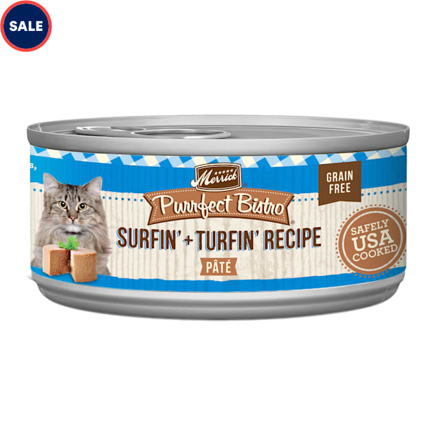Merrick Purrfect Bistro Grain Free Surf & Turf Recipe Pate Wet Cat Food, 5.5 oz., Case of 24 - Carousel image #1