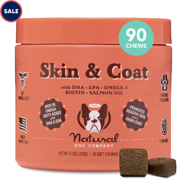 Natural Dog Company Skin and Coat Chews for Dogs, 10 oz., Count of 90 Petco