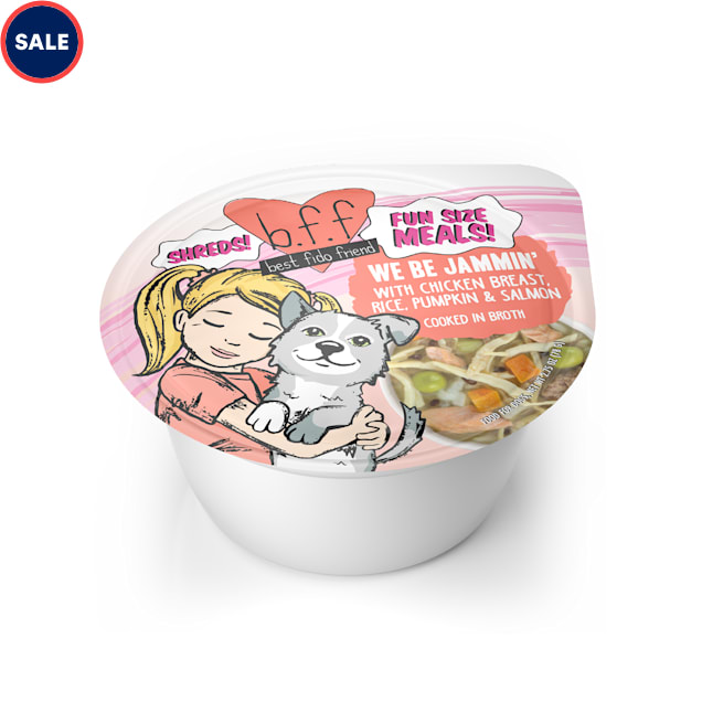 B.F.F. Dog Fun Size Meals! We Be Jammin' with Chicken Breast, Rice, Pumpkin & Salmon in Broth Wet Dog Food, 2.75 oz., Case of 12 - Carousel image #1