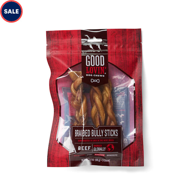 Good Lovin' Braided Bully Stick Dog Chew, 2.4 oz., Count of 3 Petco