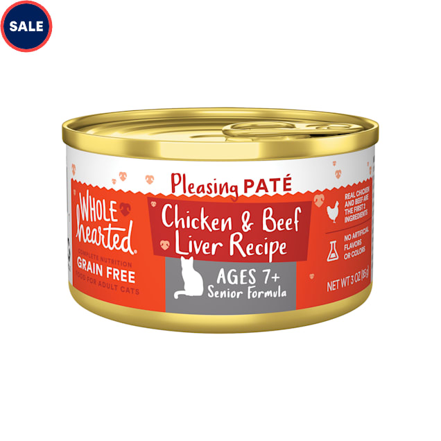 WholeHearted Grain Free Chicken and Beef Liver Senior Wet Cat Food Pate