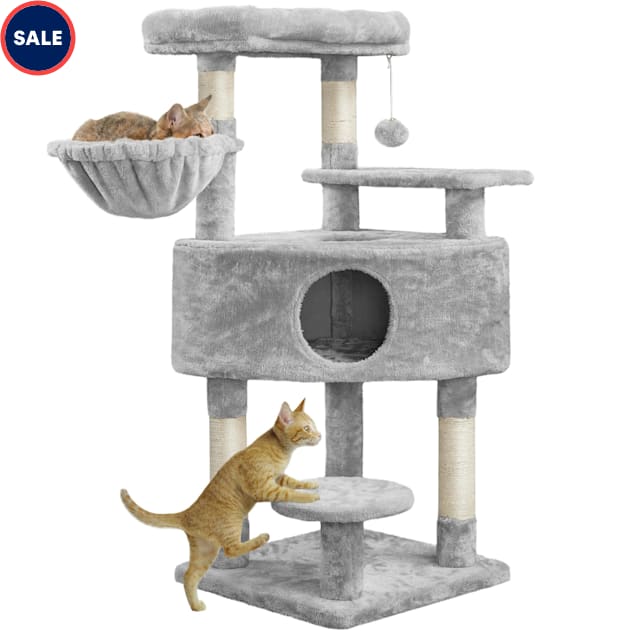 Topeakmart Light Gray 3 Level Cat Activity Tower with Basket 46