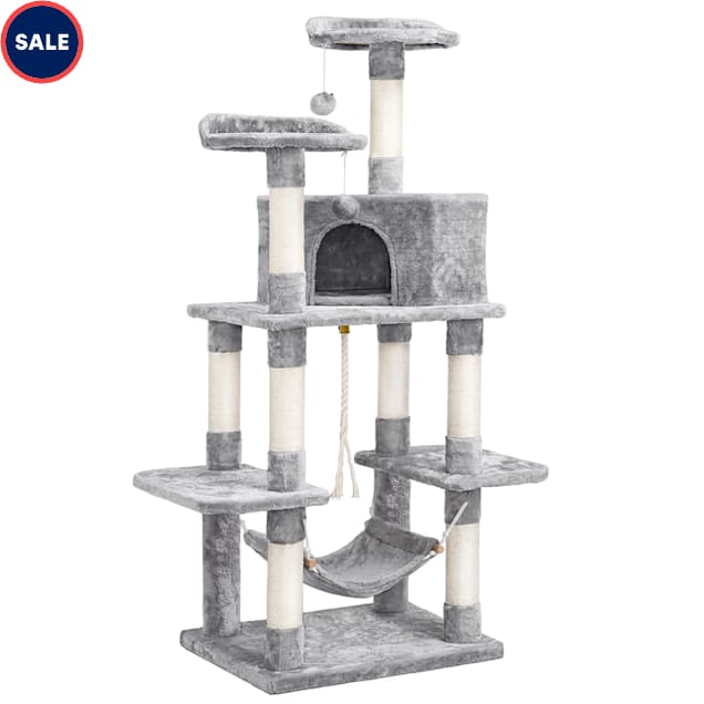 Topeakmart Light Gray Large Cat Tree with Plush Perch, 59" H - Carousel image #1