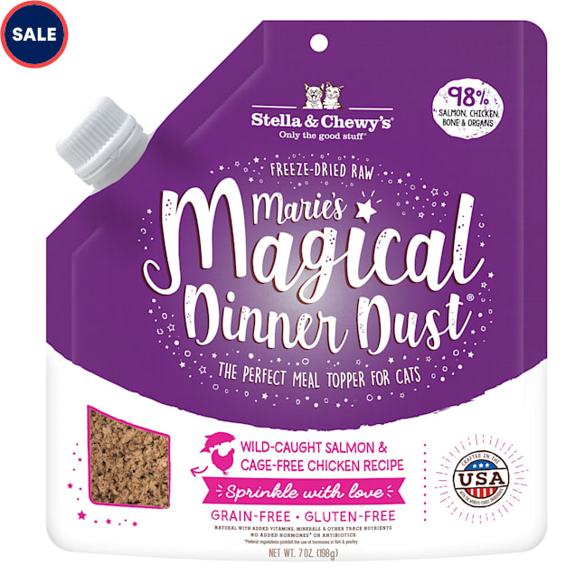 Stella & Chewy's Freeze-Dried Raw Marie's Magical Dinner Dust Wild-Caught  Salmon & Cage-Free Chicken Recipe Dry Cat Food, 7 oz.