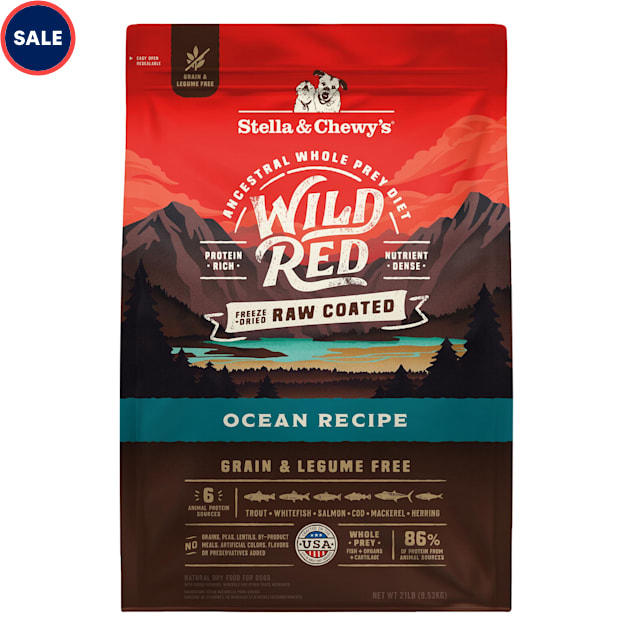 Stella Chewy s Wild Red Raw Coated High Protein Grain Legume Free Ocean Recipe Dry Dog Food 21 lbs