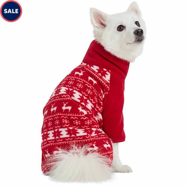 Blueberry Pet Reindeer & Snowflake Christmas Fleece Half Zip Dog Sweater, XX-Small - Carousel image #1