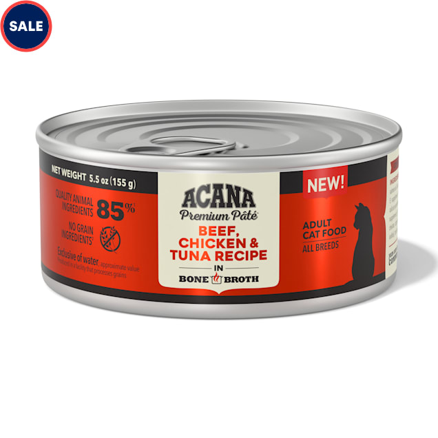 ACANA Beef, Chicken + Tuna Recipe in Bone Broth Wet Cat Food, 5.5 oz., Case of 12 - Carousel image #1