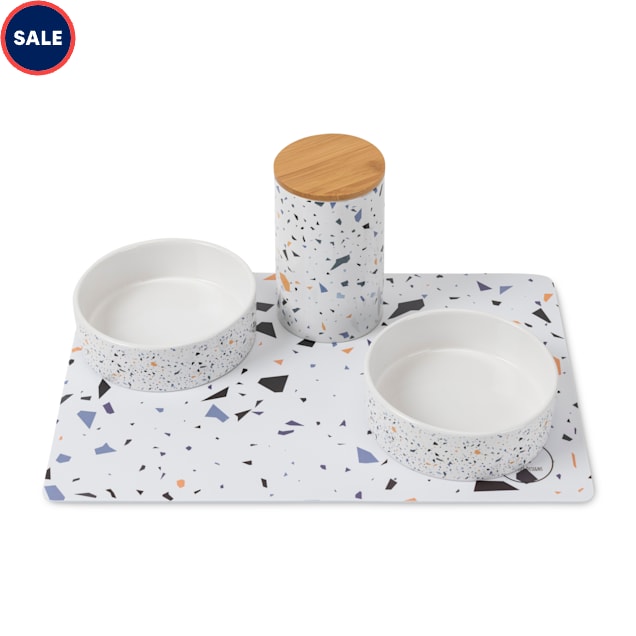 Park Life Designs Rio Dog Treat Jar, Placemat and Bowl, Small, Pack of 4 - Carousel image #1