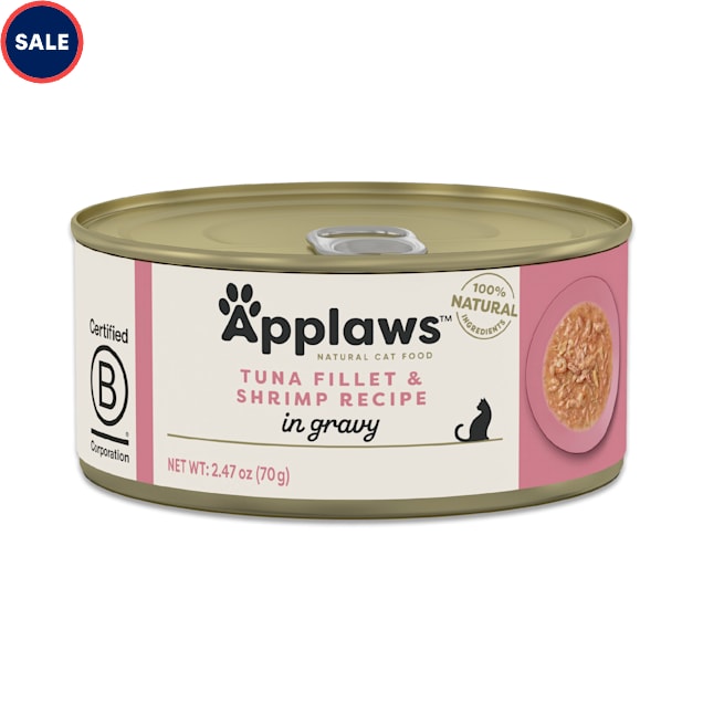 Applaws Limited Ingredient Tuna & Shrimp in Gravy Canned Cat Food, 2.47 oz., Case of 24 - Carousel image #1