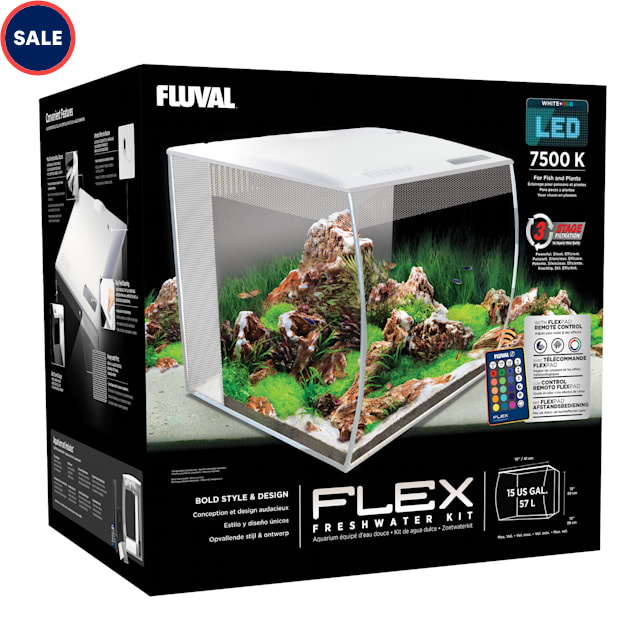 Fluval White Glass Flex Aquarium Kit, 15 Gallon