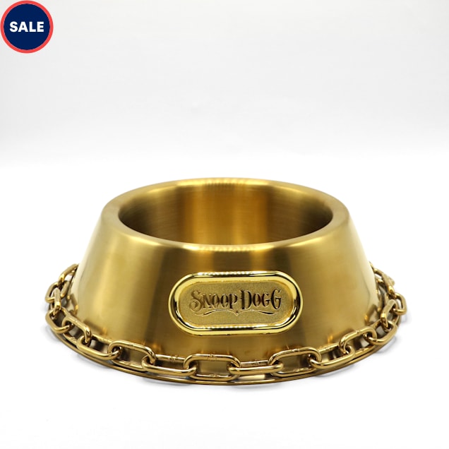 Snoop Doggie Doggs Off the Chain Deluxe Gold Pet Bowl, 1 Cup - Carousel image #1