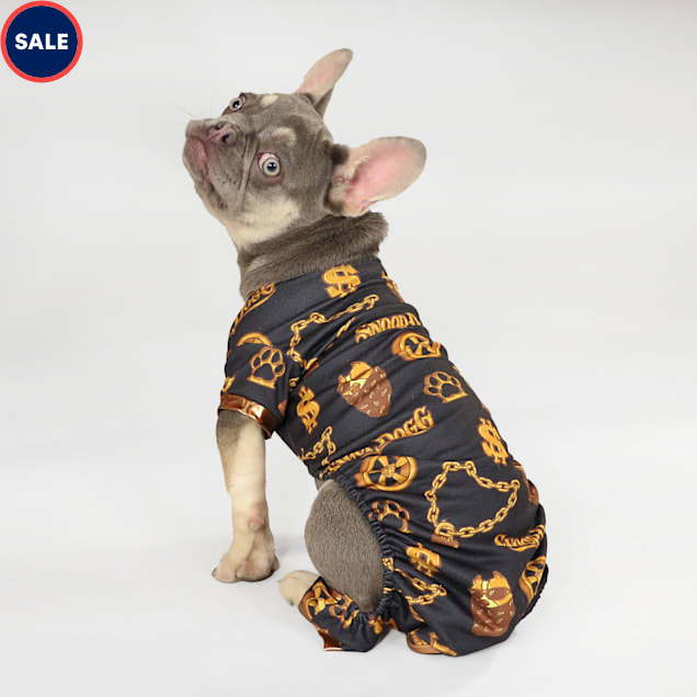 Snoop Doggie Doggs Black Off the Chain Deluxe Pet Pajamas, XSmall Petco