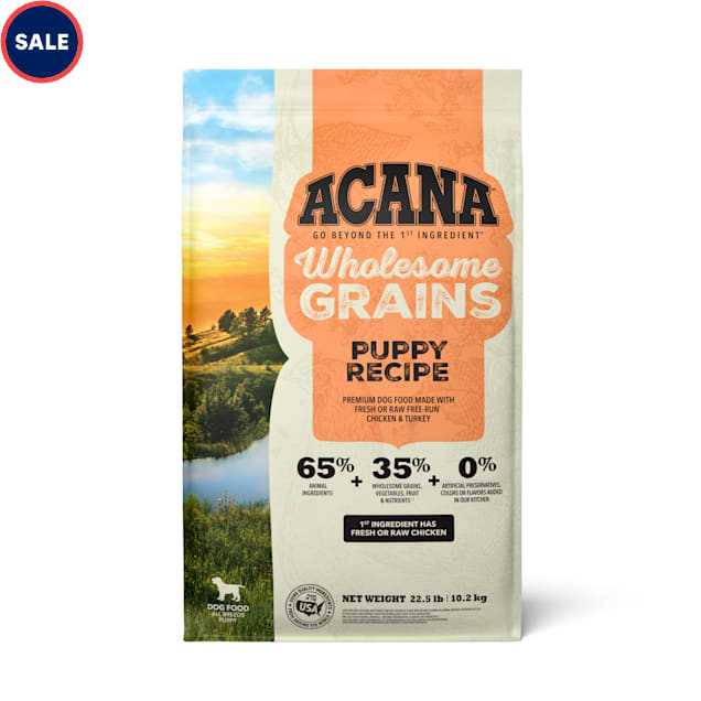 ACANA Wholesome Grains, Real Chicken, Eggs and Turkey Dry Puppy Food, 22.5 lbs. - Carousel image #1