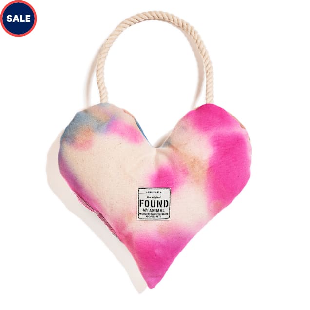Found My Animal Tie Dye Heart Rope Dog Toy & Squeaker