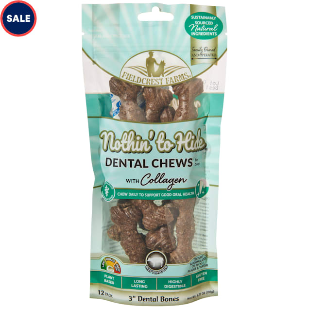 Fieldcrest Farms Nothin' to Hide 3" Dental Bone Beef Flavor Dog Chew, 6.77 oz., Count of 12 - Carousel image #1