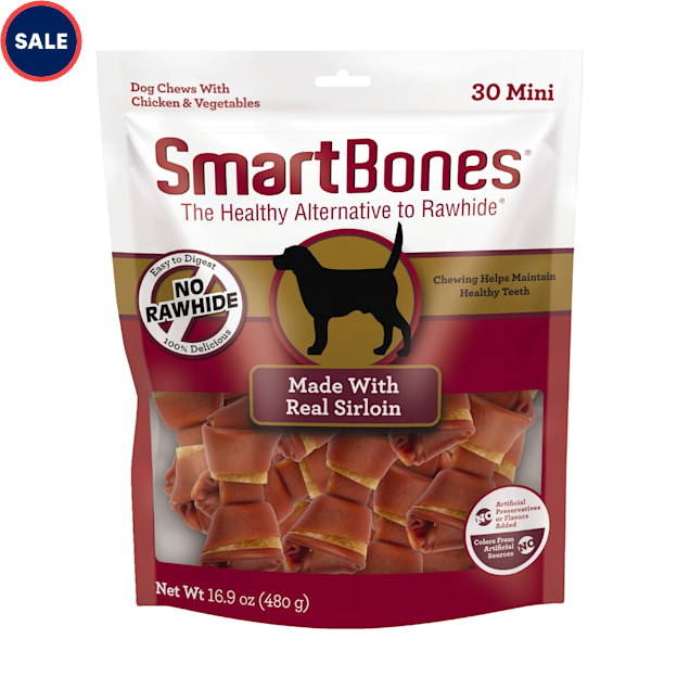 SmartBones With Real Sirloin Mini Dog Chews, 16.9 oz., Count of 30 | Petco