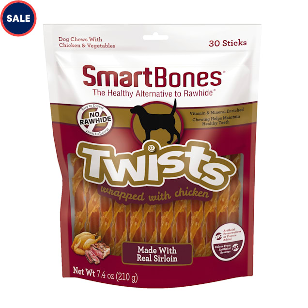SmartBones Twists Wrapped With Chicken Made With Real Sirloin Dog Chews, 7.4 oz., Count of 30 - Carousel image #1