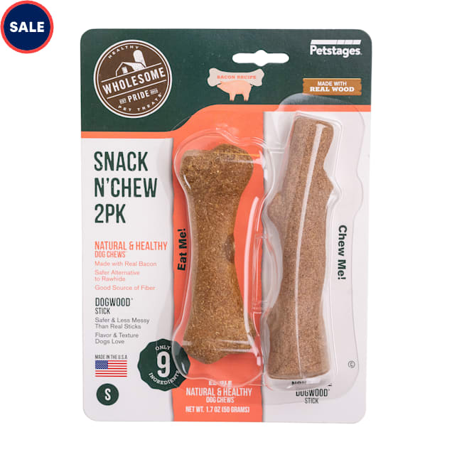 Wholesome Pride Bacon Edible Dog Chews Stick Toy Small
