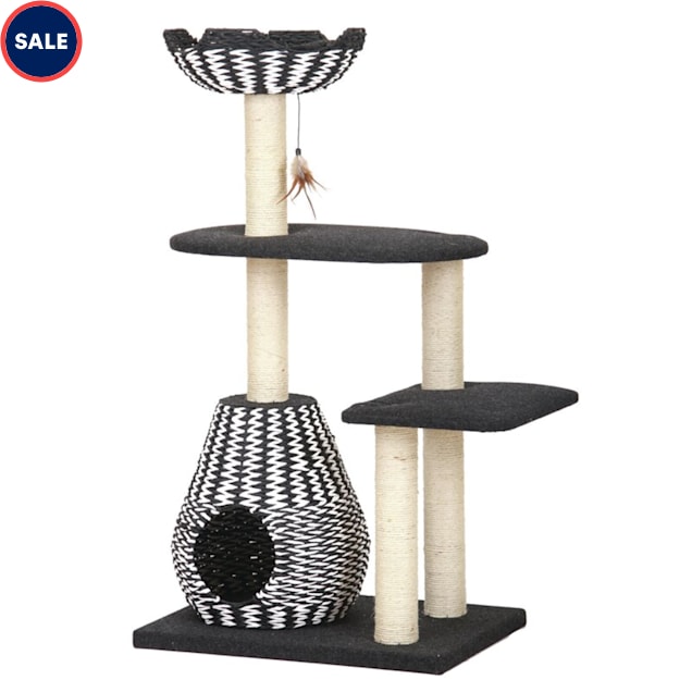 PetPals Group Ace Paper Handcrafted Cat Tree Condo Sisal Rope Scratching Posts Top Perch 26.5 L X 18.5 W X 49 H