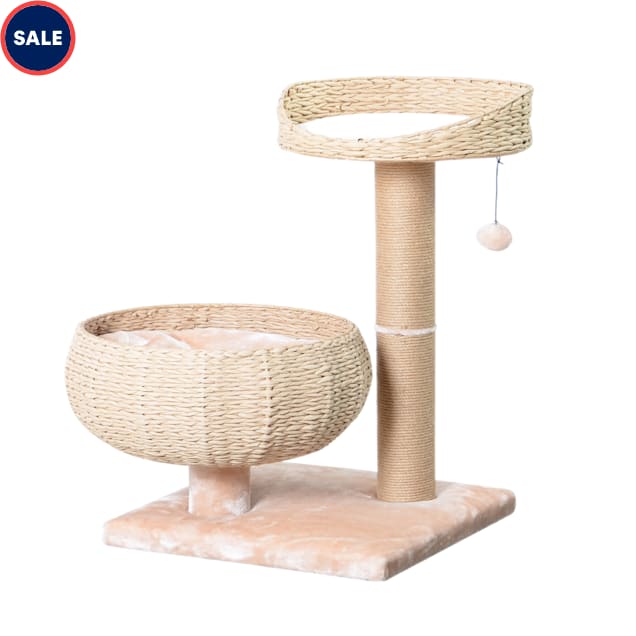 PetPals Group Cozy V2 Paper Handcrafted Basket Cat Tree Top Perch Jute Rope Scratching Post 17.7 L X 17.7 W X 29.3 H