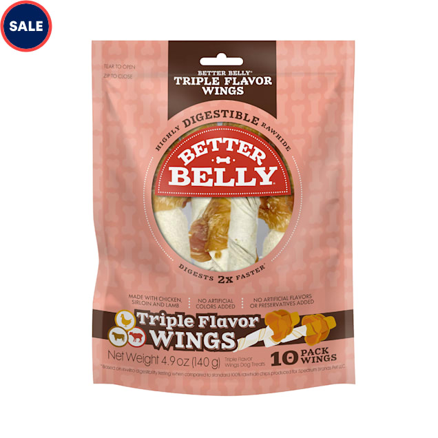 Better Belly Triple Flavor Wings Highly Digestible Rawhide Dog