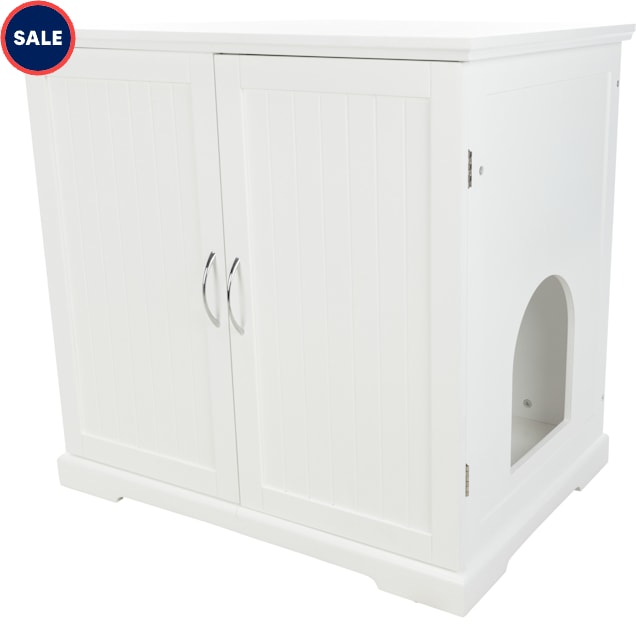 TRIXIE White XL Wooden Litter Box Enclosure with Storage Drawer