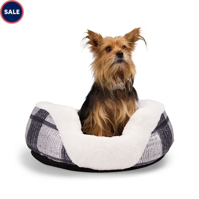 EveryYay Oval Cuddler Dog Bed Black White Plaid from Petco