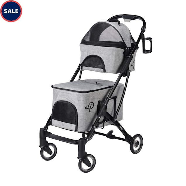 Petique Gray Deluxe Double Decker Pet Stroller