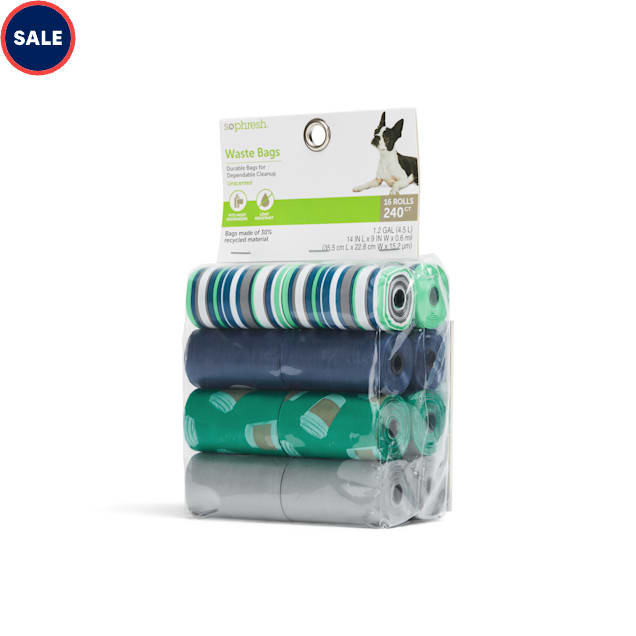 So Phresh Blue & Grey Coffee-Print Unscented Dog Waste Bags, Count of 240 - Carousel image #1