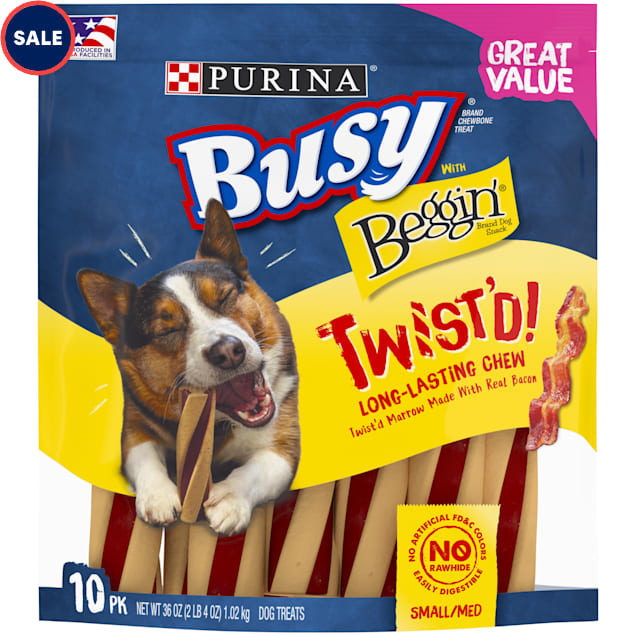 Busy Bone Beggin Twist d Bacon Flavor Dog Treats