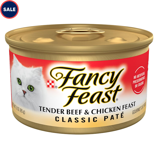 Fancy Feast Grain Free Tender Beef and Chicken Classic Pate Wet Cat Food, 3 oz., Case of 24 - Carousel image #1