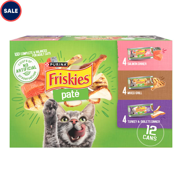 Purina Friskies Salmon Dinner, Turkey, Giblets Dinner and Mixed Grill Wet Cat Food Pate Variety