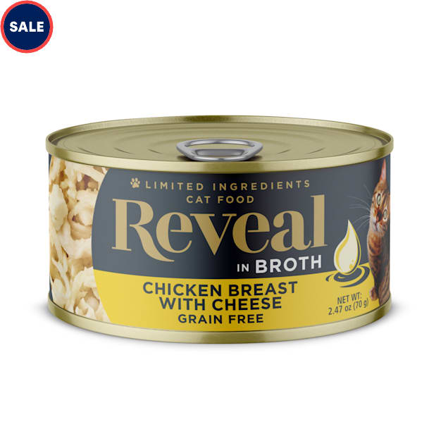 Reveal Limited Ingredient Natural Grain Free, Chicken Breast with Cheese in Broth Wet Food for Cats, 2.47 oz., Case of 24 - Carousel image #1