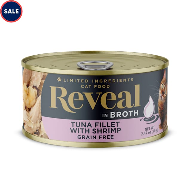 Reveal Limited Ingredient Natural Grain Free, Tuna Fillet with Shrimp in Broth Wet Food for Cats, 2.47 oz., Case of 24 - Carousel image #1