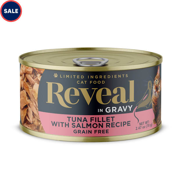 Reveal Limited Ingredient Natural Grain Free, Tuna with Salmon in Gravy Wet Food for Cats, 2.47 oz., Case of 24 - Carousel image #1