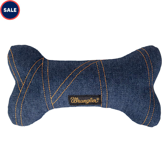 Wrangler Denim Bone Plush Squeak Dog Toy Small