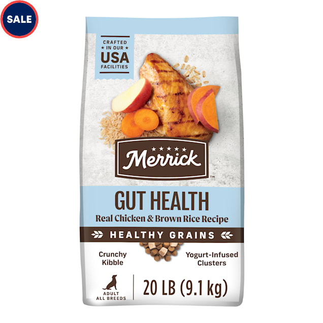 Merrick Healthy Grains Natural Chicken And Rice With Yogurt-Infused Clusters Gut Health Recipe Dry Dog Food, 20 lbs. - Carousel image #1