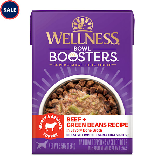 Wellness Bowl Boosters Hearty Beef & Green Beans Recipe in Savory Bone Broth Dog Food Toppers, 5.5 oz. - Carousel image #1