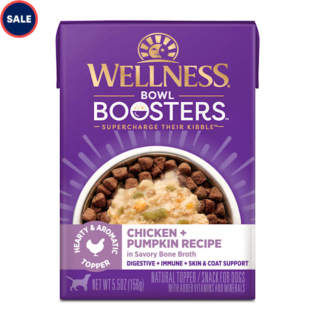 Wellness Bowl Boosters Hearty Chicken & Pumpkin Recipe in Savory Bone Broth Dog Food Toppers, 5.5 oz. - Carousel image #1