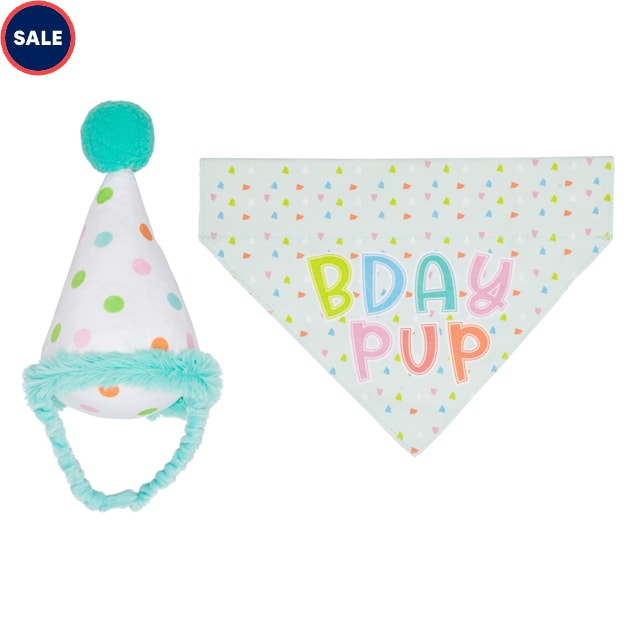 Pearhead Pet Happy Barkday Bandana and Party Hat Birthday Set for Dogs Small Medium
