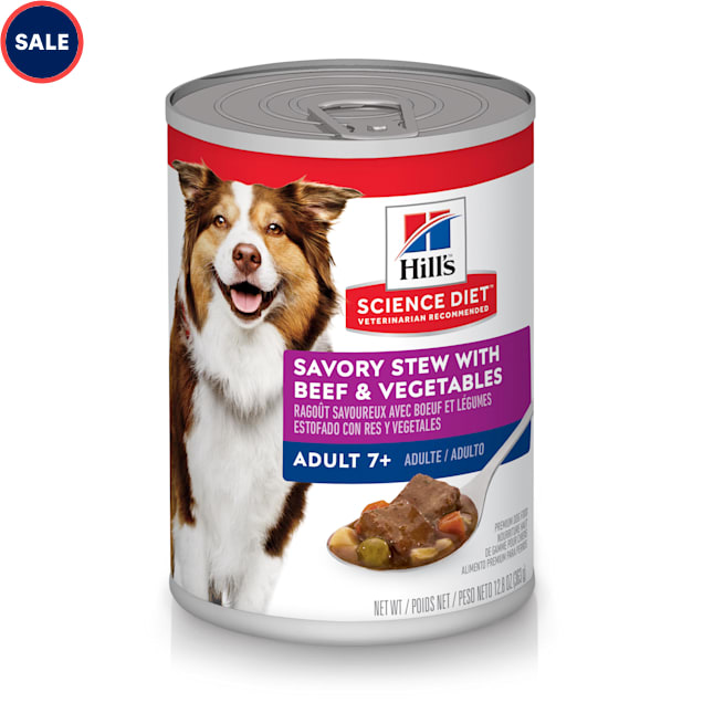 Hill's Science Diet Adult 7+ Savory Stew with Beef & Vegetables Canned Dog Food, 12.8 oz., Case of 12 - Carousel image #1