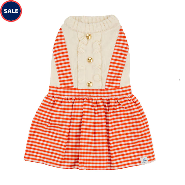 Harry Barker Gingham Dog Dress Large Orange