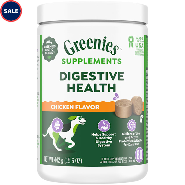 Greenies Chicken Flavor Supplement Chews Digestive Health Probiotics for Dogs, 15.6 oz., Count of 80 - Carousel image #1