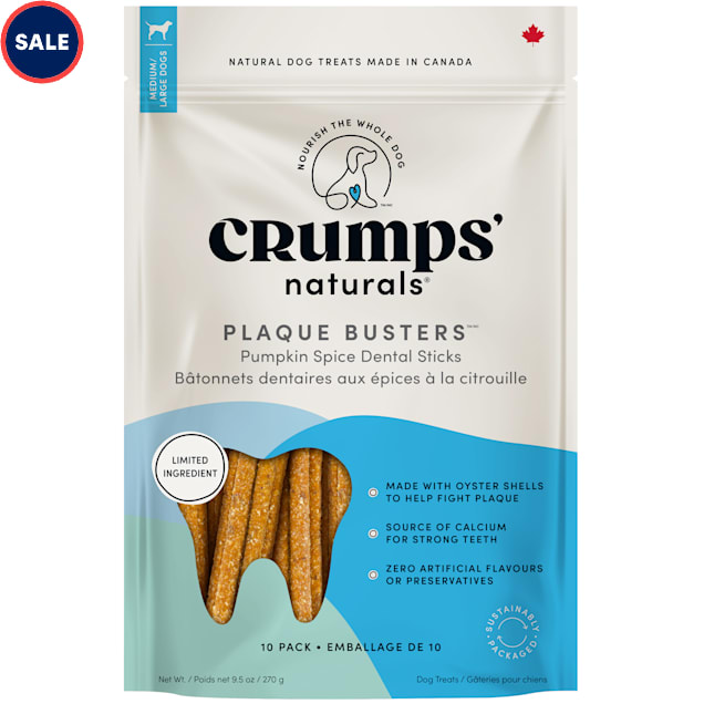 Crumps' Naturals Plaque Busters with Pumpkin Spice Dog Sticks, 9.5 oz., Pack of 10 - Carousel image #1