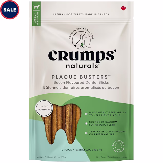 Crumps' Naturals Plaque Busters with Bacon Dog Sticks, 9.5 oz., Pack of 10 - Carousel image #1