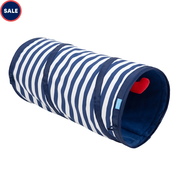Draper James Navy Striped Heart Cat Tunnel - Carousel image #1