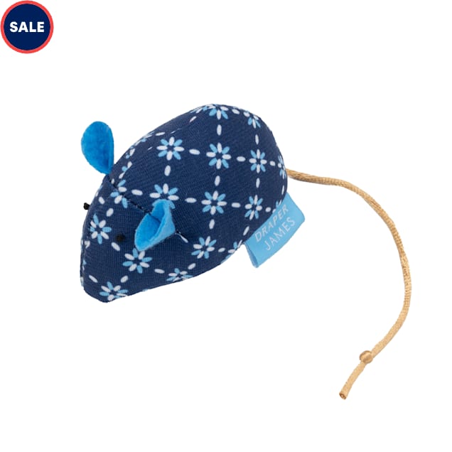 Draper James Navy Floral Trellis Mouse Cat Toy - Carousel image #1