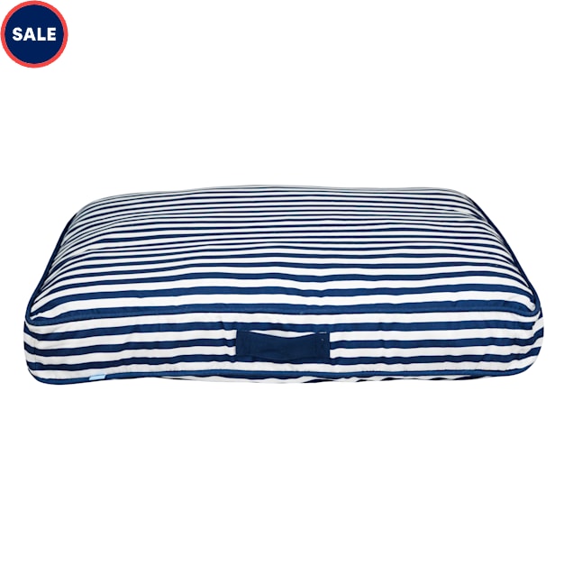 Draper James Striped Pillow Pet Bed, 40" L X 30" W X 5" H, Blue - Carousel image #1
