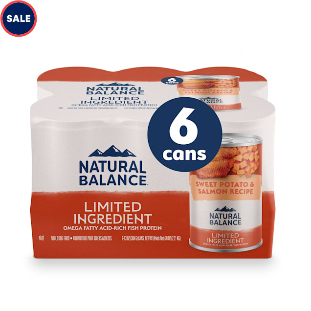 Natural Balance Limited Ingredient Adult Grain-Free Sweet Potato & Salmon Recipe Canned Wet Dog Food, 13 oz., Count of 6 - Carousel image #1