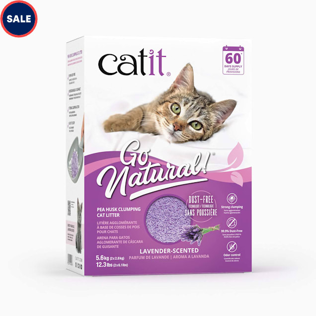 Catit Go Natural Pea Husk Clumping Cat Litter Flushable Kitty Litter with Odor Control & Subtle Lavender Scent, 12.3 fl. oz. - Carousel image #1